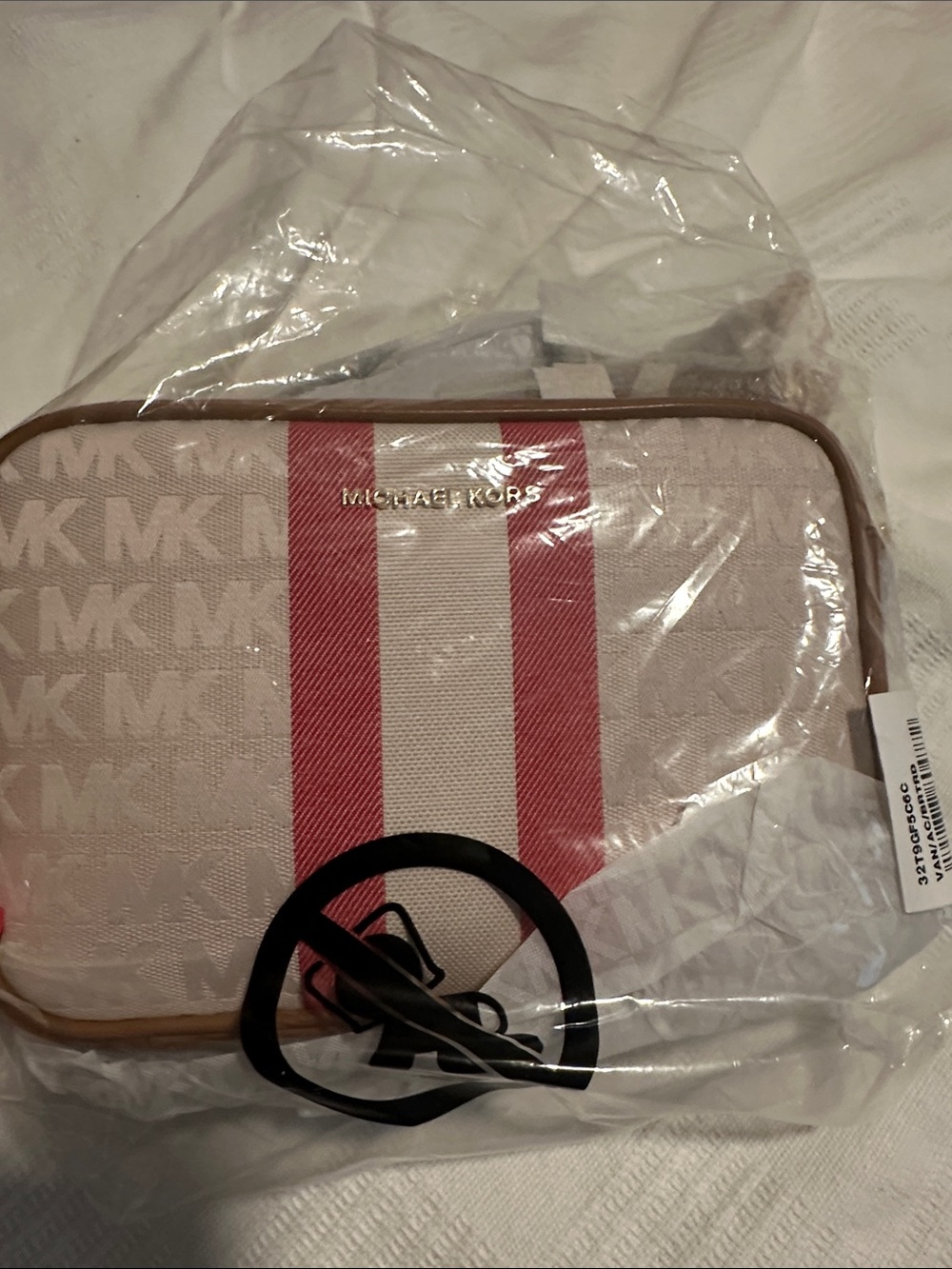 Michael Kors Beige Logo Stripe  Crossbody